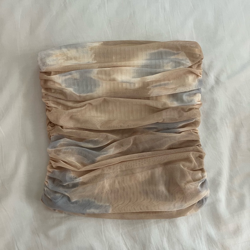 Zara Ruched Mesh Tube Top